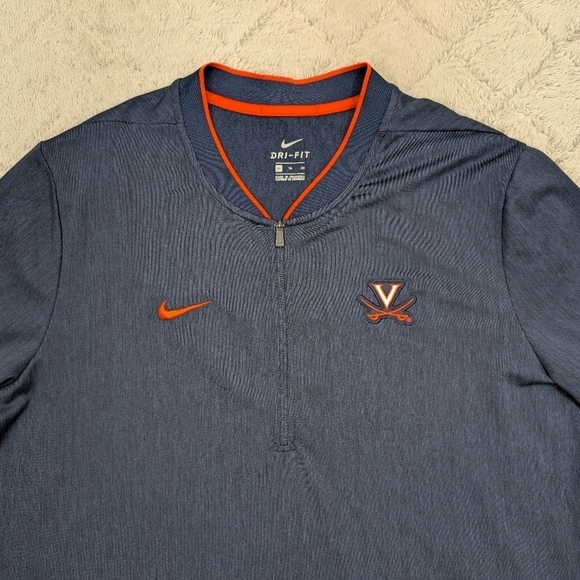 Nike Jacket Mens XL Blue Navy Virginia Cavaliers Coaches ¼ Zip Pullover Collar - Picture 2 of 9